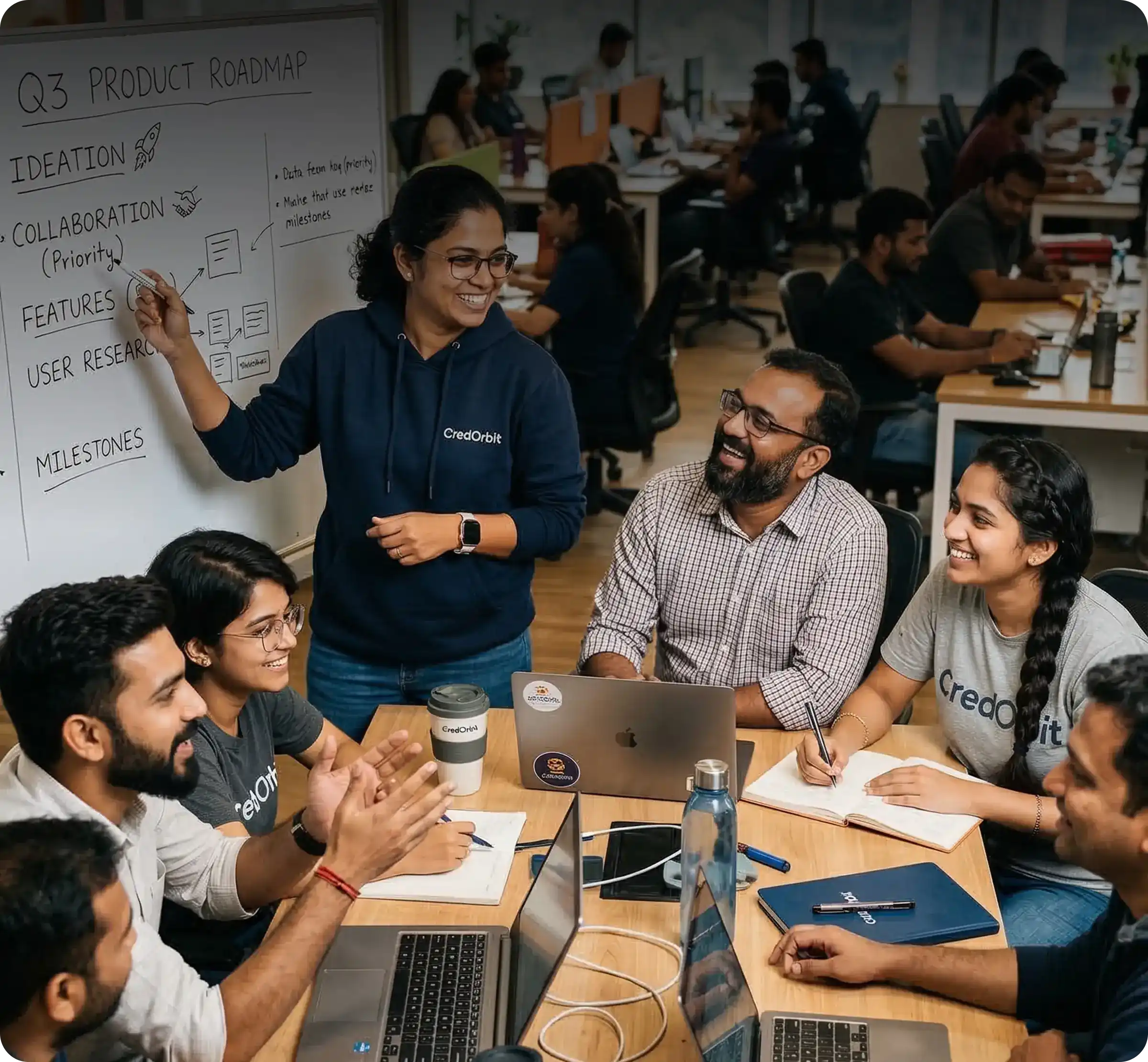 Credorbit team collaborating in the office